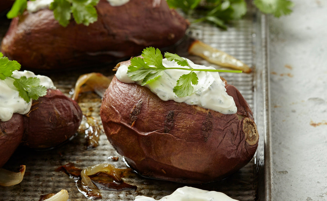 Jacket sweet potatoes with cottage cheese
