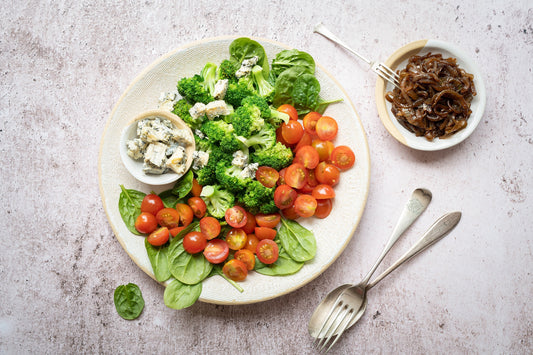 Broccoli Salad with Caramelised Onions & Blue Cheese