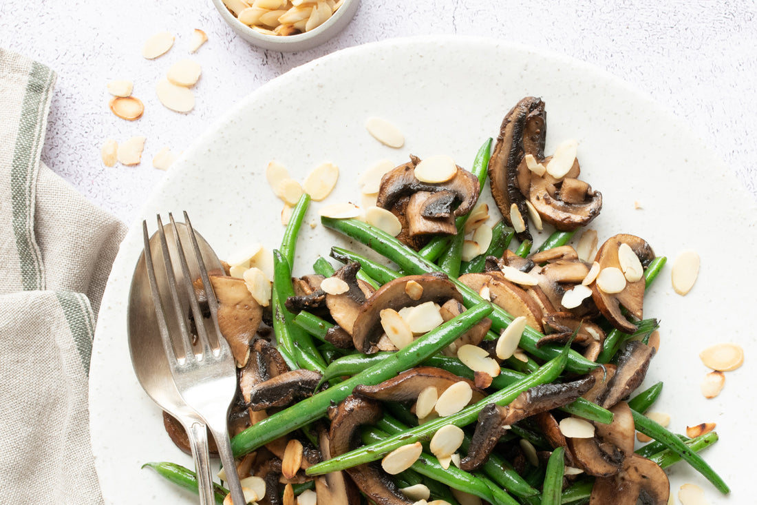 Green beans with mushrooms & almonds