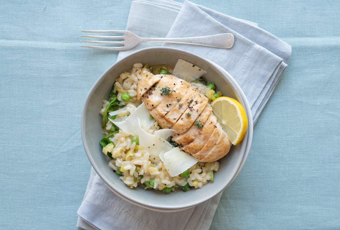 Lemon & pea risotto with chicken
