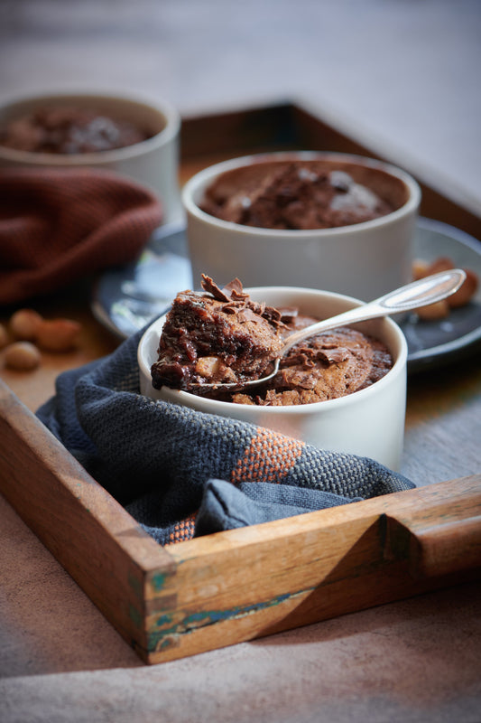 Saucy chocolate pudding with coffee & nuts
