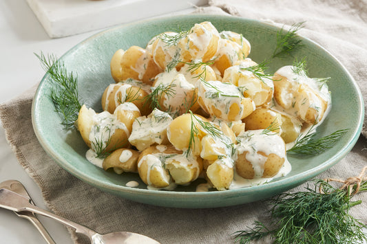 Potatoes with a sour cream & dill dressing