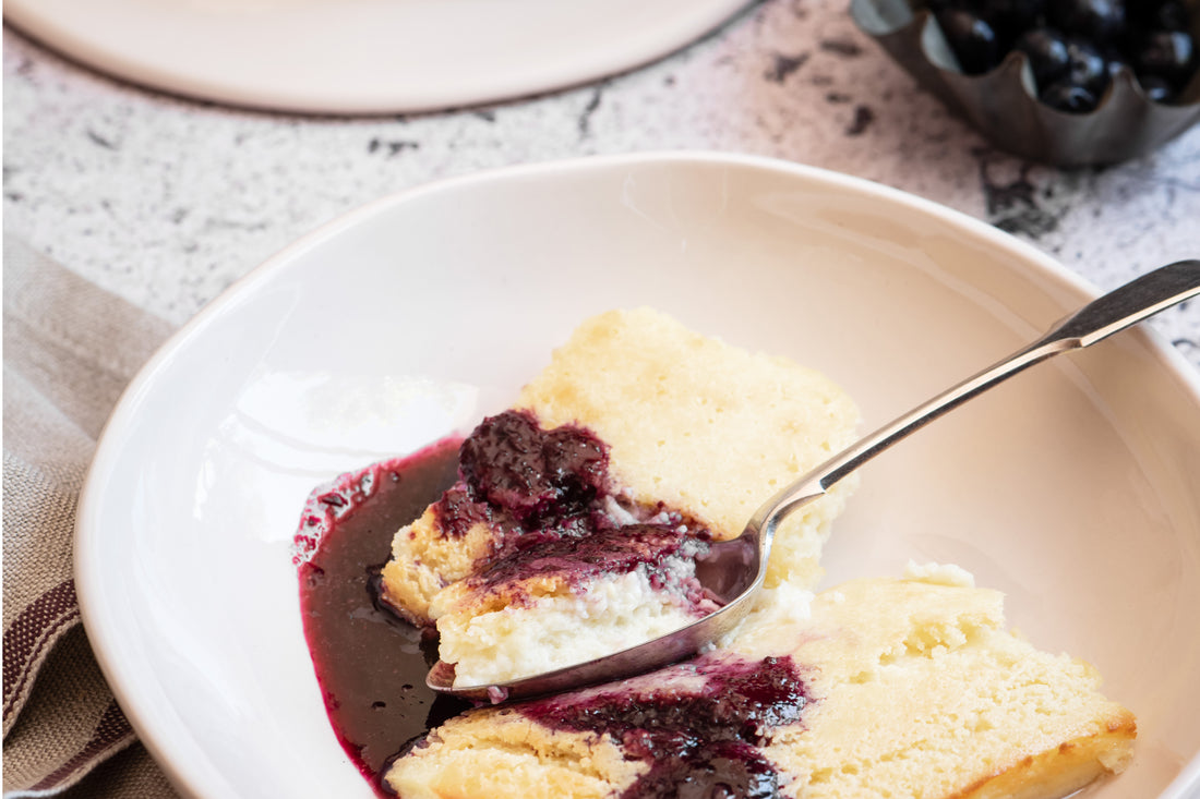 Buttermilk pudding with a berry sauce